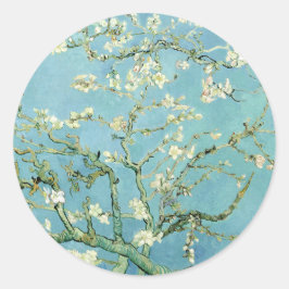 White almond blossom by Vincent Van Gogh Runder Aufkleber