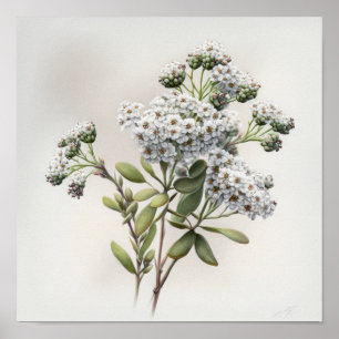 White Alyssum Blume Art Print Poster