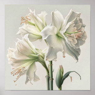 White Amaryllis Blume Art Print Poster