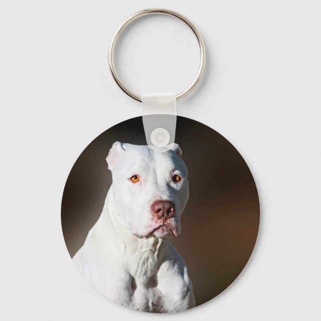 White American Pitbull Terrier Rescue Dog Schlüsselanhänger (Vorderseite)