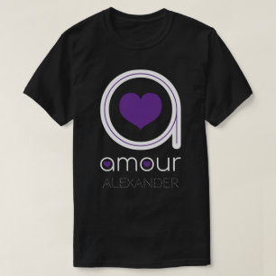 White Amour Liebe, Lila Herz, Name Personalisiert T-Shirt