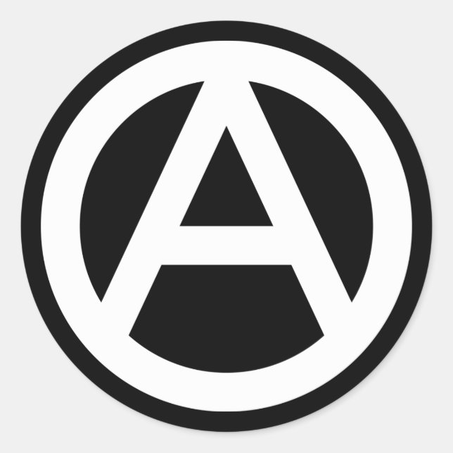 WHITE Anarchy Symbol Klassischer Rundsticker Runder Aufkleber (Vorderseite)