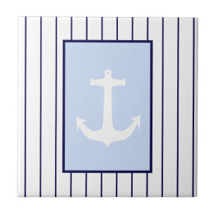 White Anchor Kapitän Blue Stripes Sea Fliese