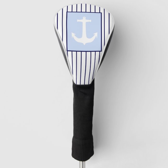 White Anchor Kapitän Blue Stripes Sea Golf Headcover (Vorderseite)