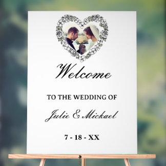 White and Black Acrylic Wedding Welcome Sign Acrylschild