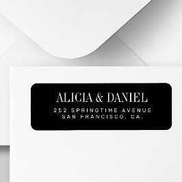 White and black elegant wedding return address