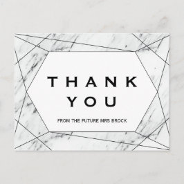 White and Black Geometric Marble Vielen Dank Postkarte