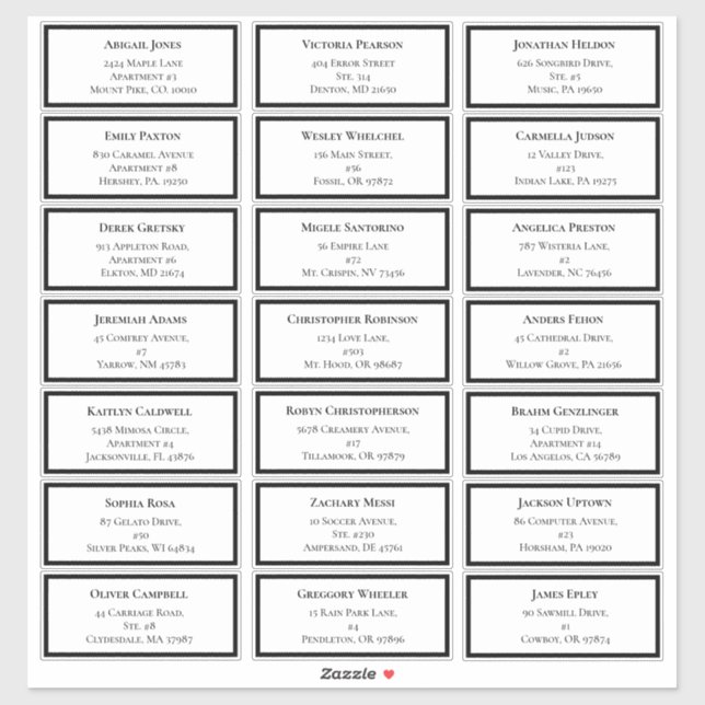 White and Black Greenerity Wedding Guest Address Aufkleber (Blatt)