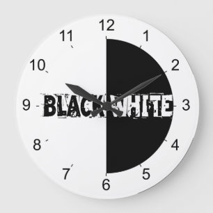 White And Black Große Wanduhr