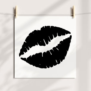 White and Black Lipstick Kiss Poster