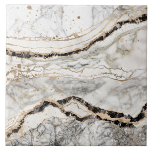 White and Black Marble Textures Abstract Fliese