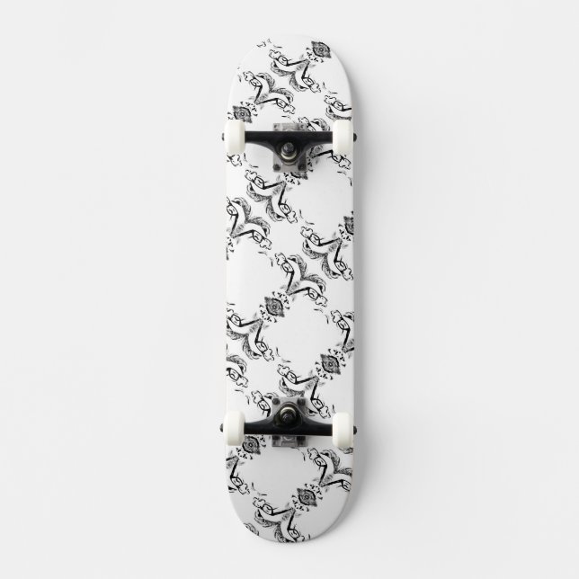 White and Black Mirrored Man HAMbWG Skateboard (Vorderseite)