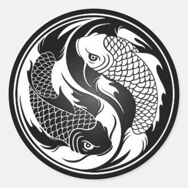 White and Black Yin Yang Koi Fish Runder Aufkleber (Vorderseite)