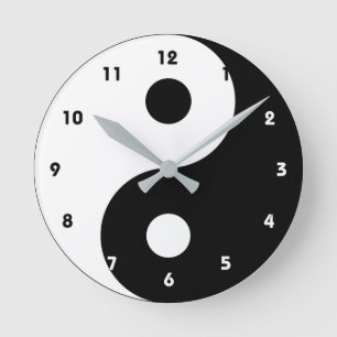 White and Black Yin Yang Trendy Runde Wanduhr