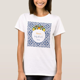 White and Blue Amalfi Lemons Italien Babydusche T-Shirt
