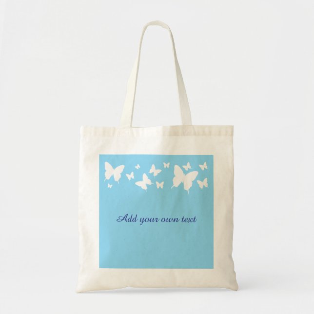 White and Blue Butterfly Tote Bag Wedding Favour  Tragetasche (Vorne)