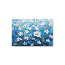 White and Blue Floral Textured Painting – Abstract