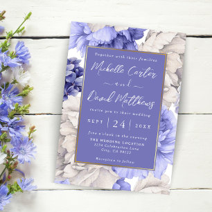 White and Blue Peony Florals Hochzeitsempfehlung Save The Date