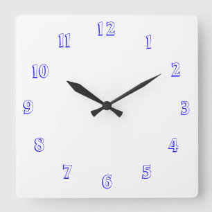 White and Blue > Plain Kitchen Clocks Quadratische Wanduhr