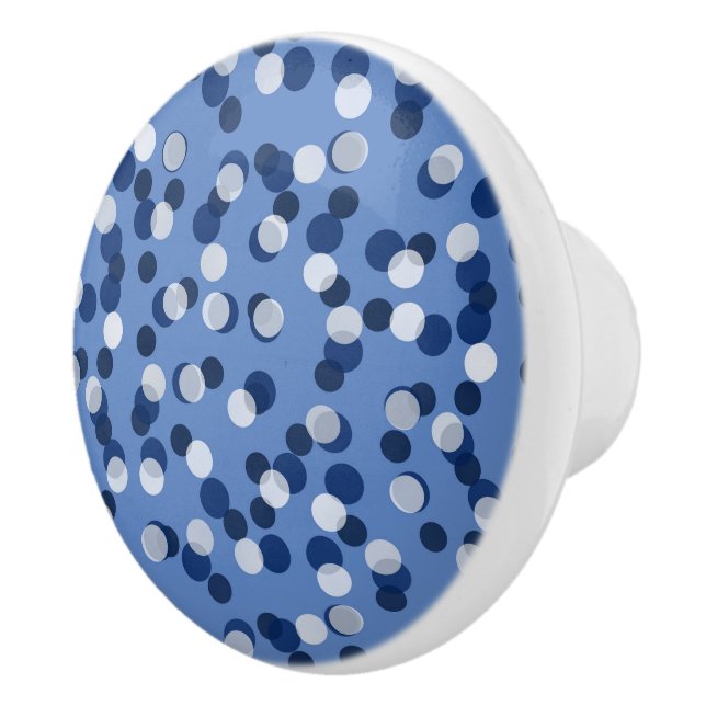 white and blue polka dot keramikknauf (Rechts)