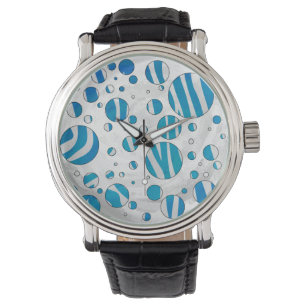 White and Blue Polka Dot Zebra Armbanduhr
