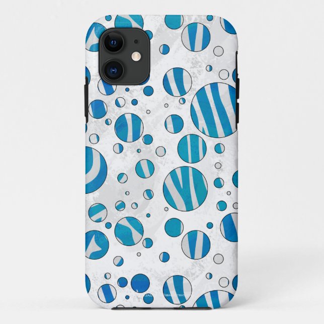White and Blue Polka Dot Zebra Case-Mate iPhone Hülle (Rückseite)
