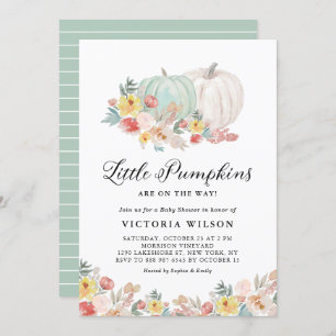 White and Blue Pumpkins Herbst Twins Baby Dusche Einladung