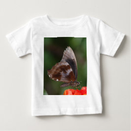White and Brown Butterfly on Red Blume Baby T-shirt
