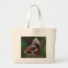 White and Brown Butterfly on Red Blume Jumbo Stoffbeutel