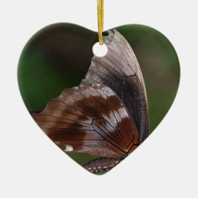 White and Brown Butterfly on Red Blume Keramik Ornament (Vorne)