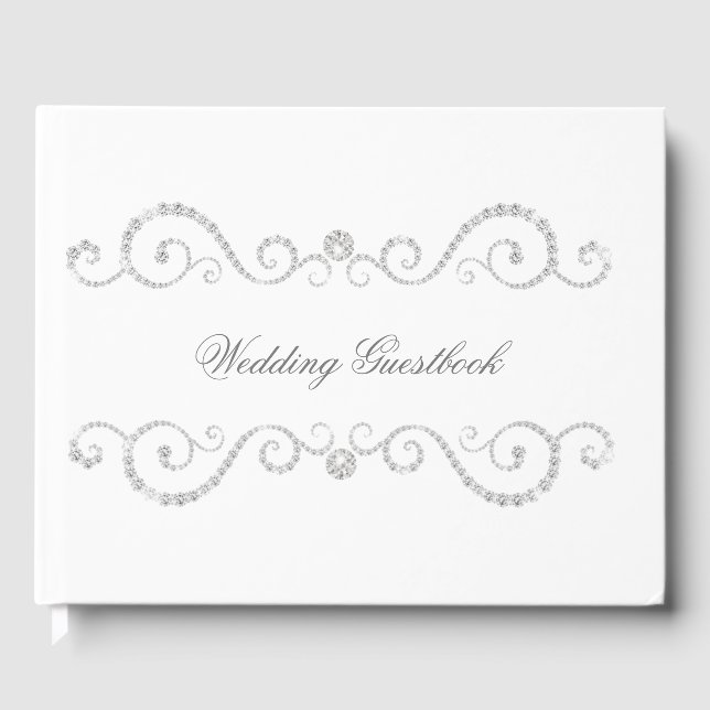 White and Diamond Scroll Wedding Gästebuch (Vorderseite)
