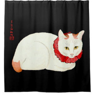 White and Ginger Japanese Cat Duschvorhang