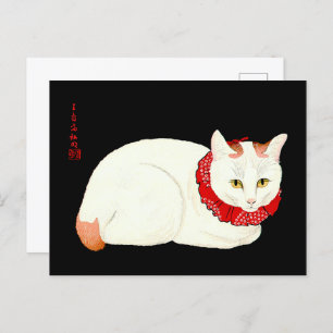 White and Ginger Japanese Cat Postkarte