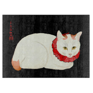 White and Ginger Japanese Cat Schneidebrett