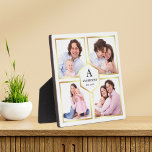 White and Gold 4 Pictures Family Foto Collage Fotoplatte<br><div class="desc">Laden Sie Ihre Lieblings-Fotos hoch,  um Ihr eigenes personalisiertes Keepake-Foto-Geschenk zu machen.</div>