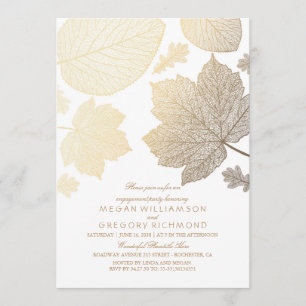 White and Gold Blätter fallen Engagement Party Einladung