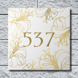 White and Gold Boho Decorative House Number Plaque Fliese
