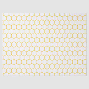 White and Gold Classy Geometric Honeycomb Pattern Seidenpapier