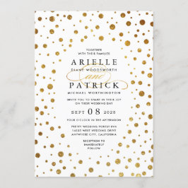 White and Gold Confetti Foil Einladungen für Hochz