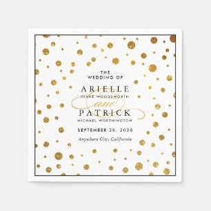 White and Gold Confetti Foil Wedding Napkins Serviette