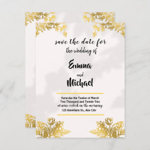 White and Gold Einfache Hochzeit RSVP Karte
