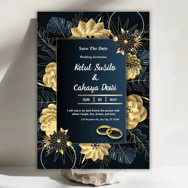 White and Gold Elegant Wedding Invitation Einladung (Von Creator hochgeladen)