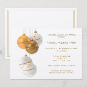 White and Gold Elegante Corporate Holiday Party Einladung