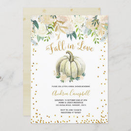 White and Gold Fall in Liebe Brautparty Einladung