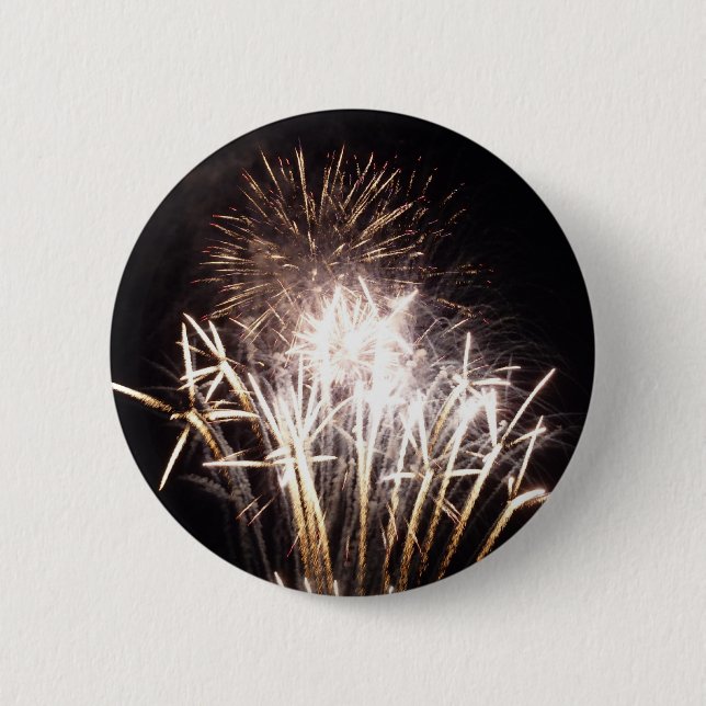White and Gold Fireworks I Patriotic Celebration Button (Vorderseite)