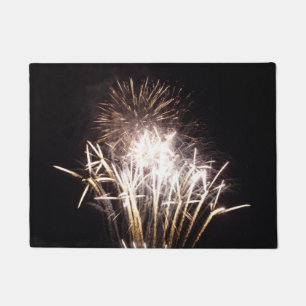 White and Gold Fireworks I Patriotic Celebration Fußmatte