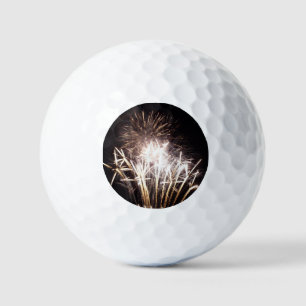 White and Gold Fireworks I Patriotic Celebration Golfball