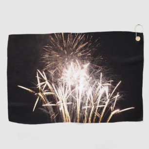 White and Gold Fireworks I Patriotic Celebration Golfhandtuch