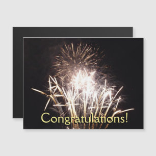 White and Gold Fireworks I Patriotic Celebration Magneteinladung