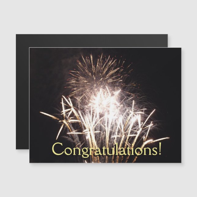White and Gold Fireworks I Patriotic Celebration Magneteinladung (Vorne/Hinten)